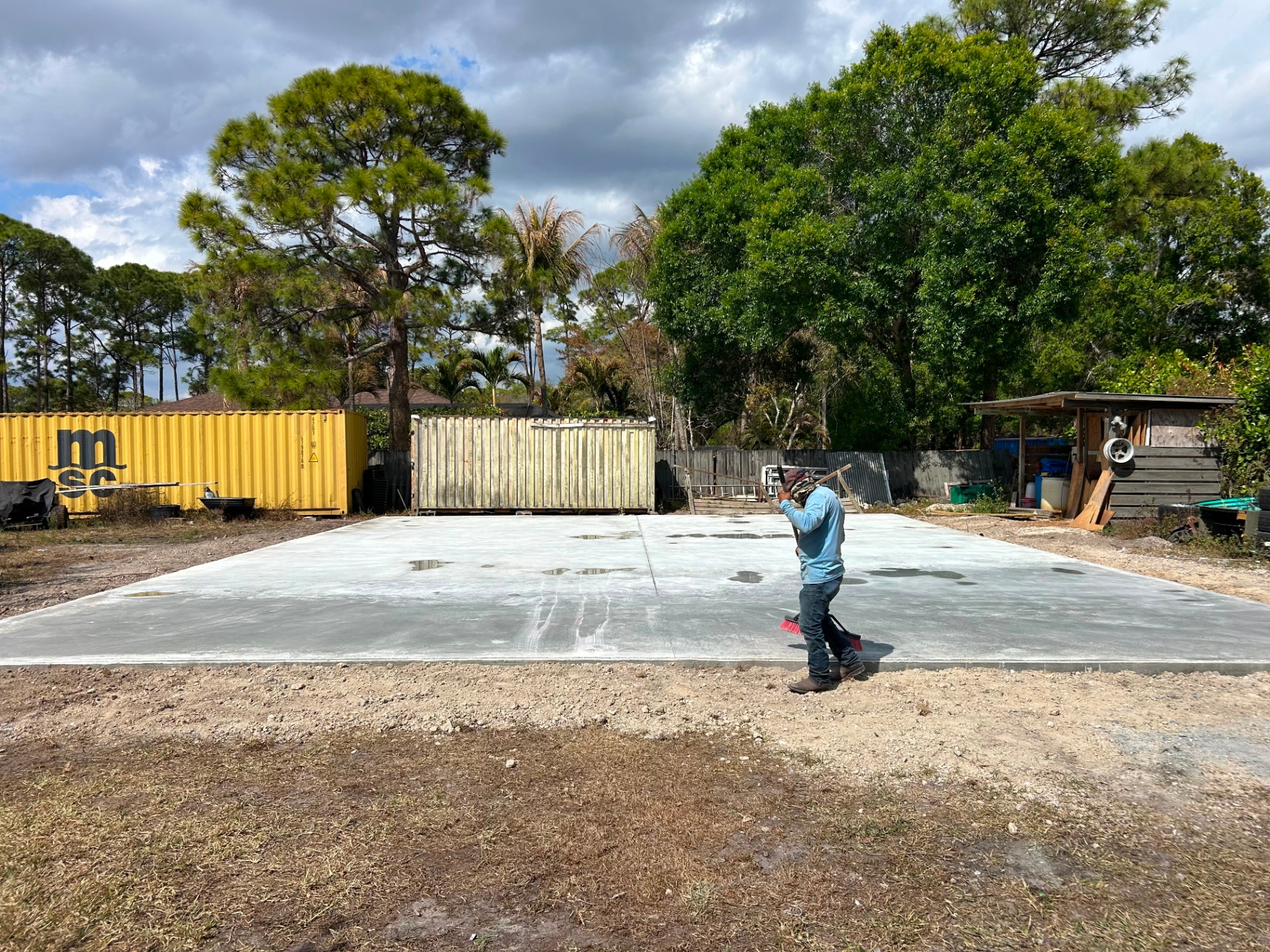 Large finished concrete slab pad